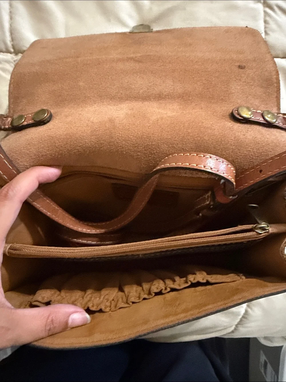 Classic Leather Wristlet Clutch - Tan